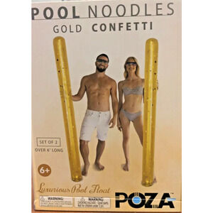 POZA Inflatable Gold Confetti Pool Noodles (Set of 2) Luxurious Pool Float